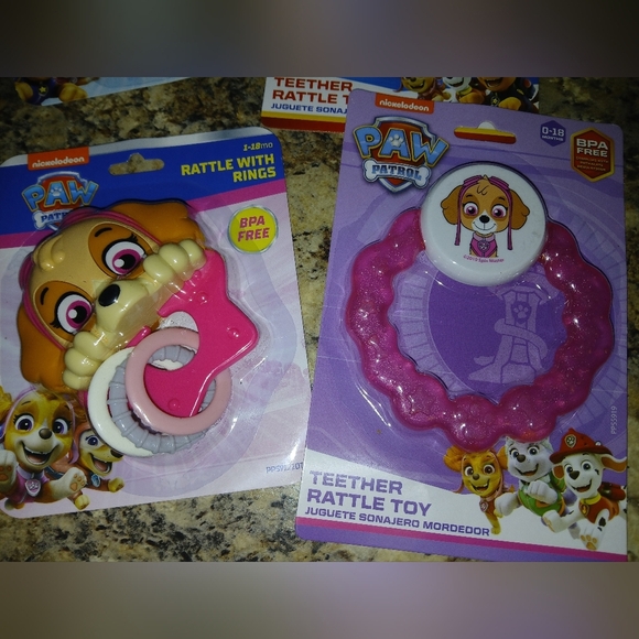 Paw Patrol Teether Rattle Toy Set Twins Pink And.blue Sets - Picture 3 of 3